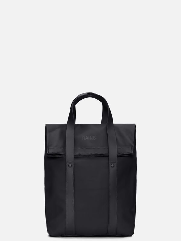 1. Rains 2 Way Tote Backpack Mini with Fold-Over Top Closure Black RAINS 12780