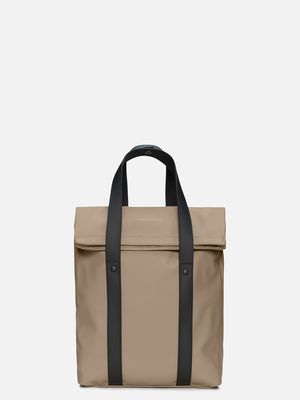1. Sac à dos fourre-tout Rains Mini à double compartiment avec fermeture à rabat Beige