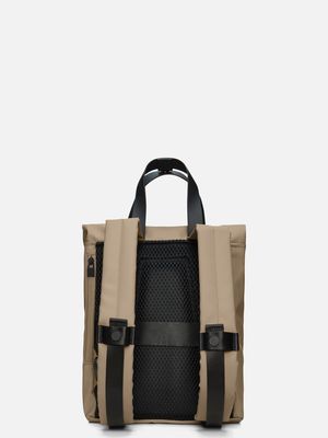 3. Sac à dos fourre-tout Rains Mini à double compartiment avec fermeture à rabat Beige