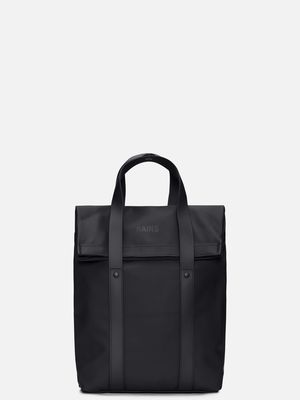 1. Rains 2 Way Tote Backpack Mini with Fold-Over Top Closure Black
