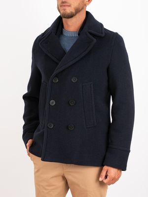 2. Paul & Shark Men's Double-Breasted Wool and Cashmere Caban Blue