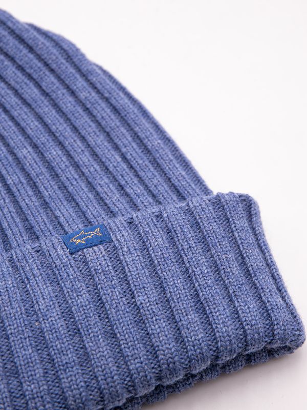 2. Paul & Shark Men's Ribbed Wool Hat with the Iconic Shark Logo Sky blue PAUL & SHARK 99311018