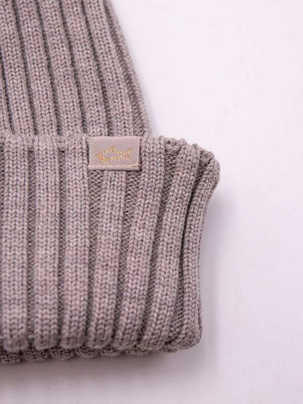 2. Paul & Shark Men's Ribbed Wool Hat with the Iconic Shark Logo Toupe PAUL & SHARK 99311018