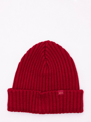 1. Paul & Shark Men's Ribbed Wool Hat with the Iconic Shark Logo Bordeaux