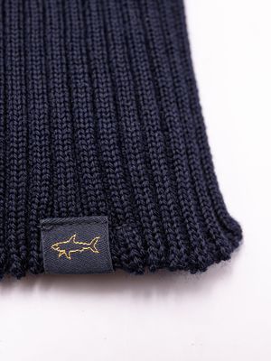 3. Sciarpa Uomo Paul & Shark in Lana a Coste con l'iconico logo Shark Blu