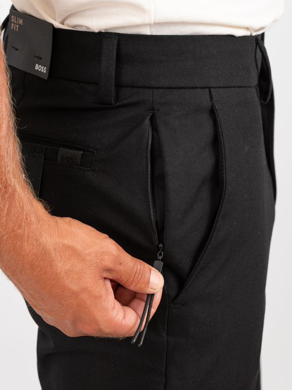 4. BOSS Men's Slim Fit Stretch Cotton Blend Trousers Black BOSS 50543945