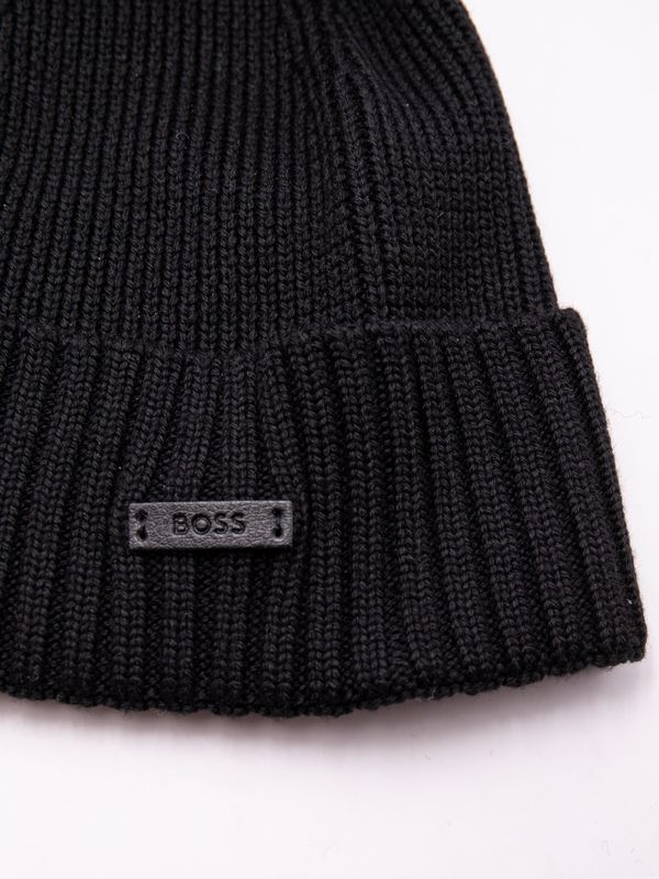 2. Cappello Uomo BOSS in Lana a Coste e placchetta logata Nero BOSS 50495306