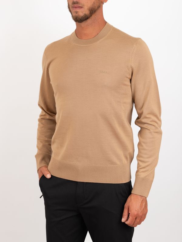 2. BOSS Men's Crew Neck Wool Sweater with Tone-on-Tone Logo Beige BOSS 50571914