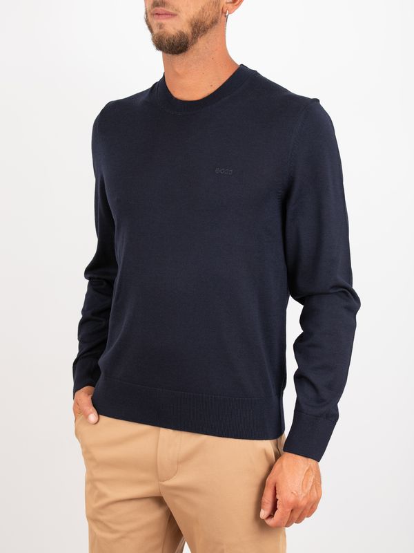 2. BOSS Men's Crew Neck Wool Sweater with Tone-on-Tone Logo Blue BOSS 50571914