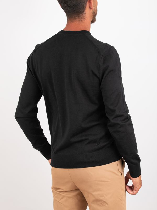 3. BOSS Men's Crew Neck Wool Sweater with Tone-on-Tone Logo Black BOSS 50571914