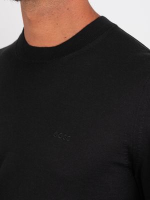 5. BOSS Men's Crew Neck Wool Sweater with Tone-on-Tone Logo Black