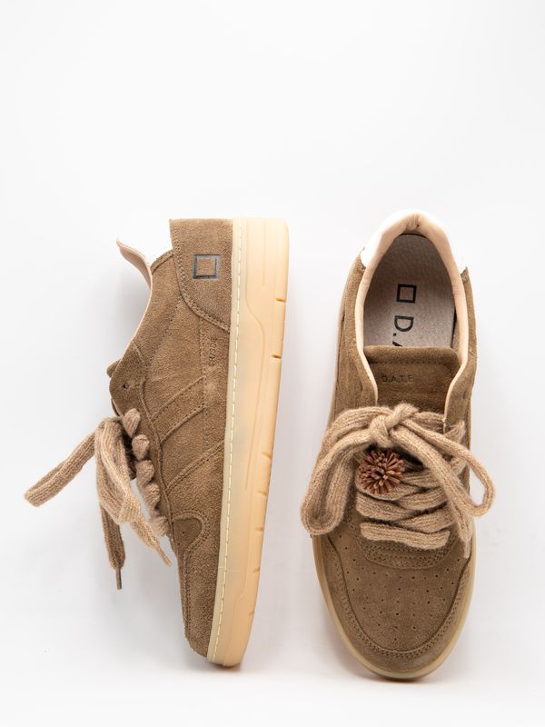 5. Baskets homme D.A.T.E. Court 2.0 en daim marron avec semelle beige Vert D.A.T.E. m451-c2-sd-gr
