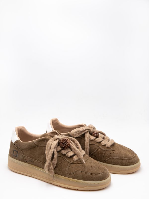 1. Baskets homme D.A.T.E. Court 2.0 en daim marron avec semelle beige Vert D.A.T.E. m451-c2-sd-gr