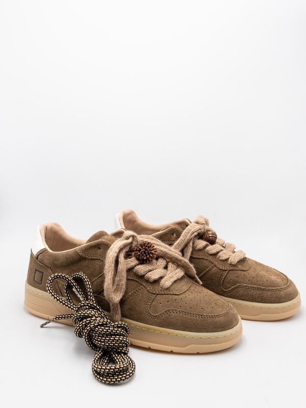 7. Baskets homme D.A.T.E. Court 2.0 en daim marron avec semelle beige Vert D.A.T.E. m451-c2-sd-gr