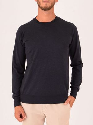 1. Maglia Uomo Paolo Pecora Milano Girocollo in Pura Lana Blu