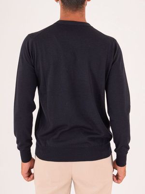 3. Maglia Uomo Paolo Pecora Milano Girocollo in Pura Lana Blu