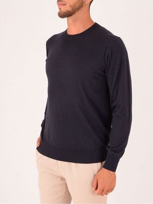 2. Maglia Uomo Paolo Pecora Milano Girocollo in Pura Lana Blu