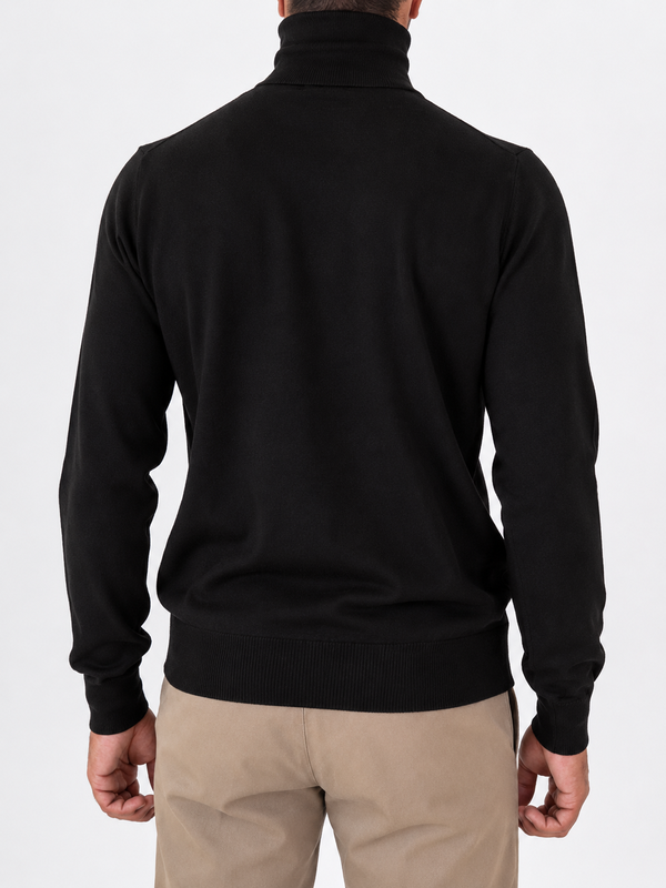 3. Paolo Pecora Milano Men's Turtleneck Sweater in Pure Extrafine Wool Slim Fit Black Paolo Pecora Milano a003f001