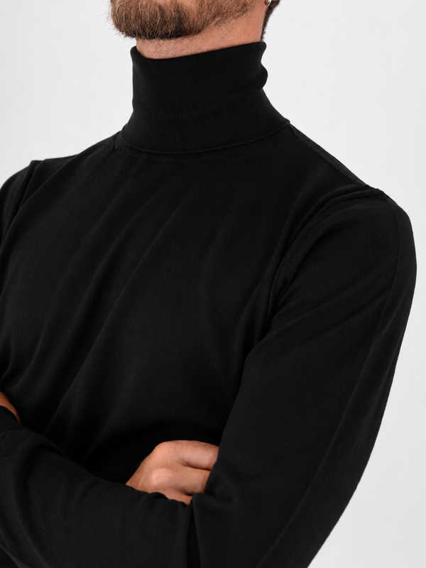 4. Paolo Pecora Milano Men's Turtleneck Sweater in Pure Extrafine Wool Slim Fit Black Paolo Pecora Milano a003f001