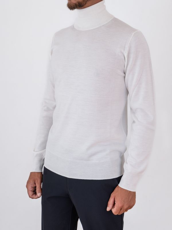 2. Pull à col roulé pour homme Paolo Pecora Milano en pure laine extrafine, coupe ajustée Crème Paolo Pecora Milano a003f001