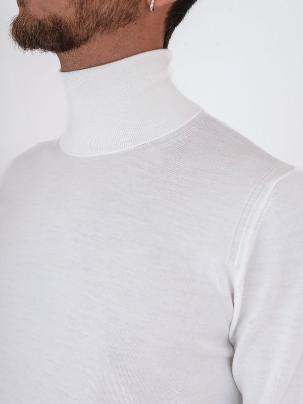 4. Pull à col roulé pour homme Paolo Pecora Milano en pure laine extrafine, coupe ajustée Crème Paolo Pecora Milano a003f001