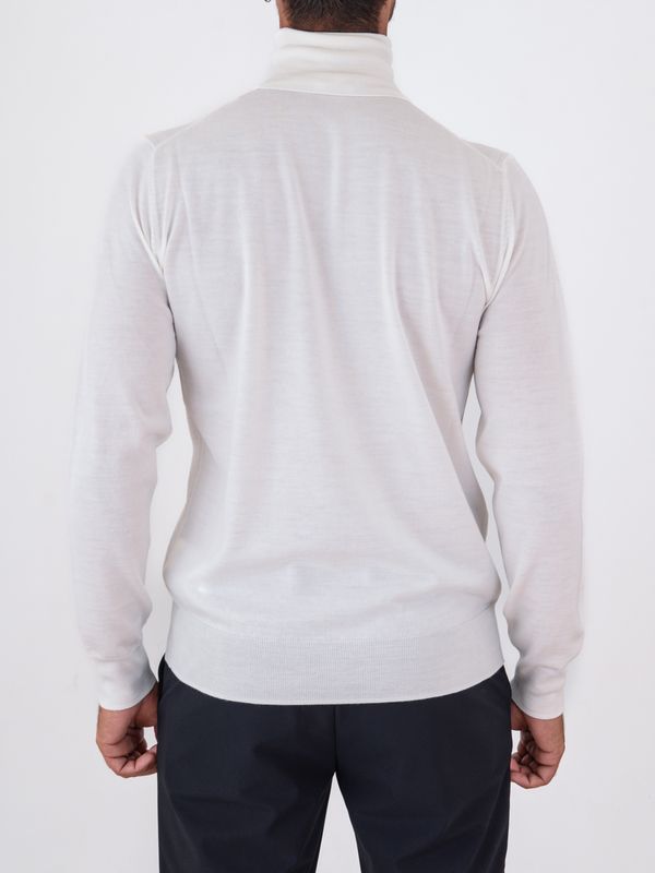 3. Pull à col roulé pour homme Paolo Pecora Milano en pure laine extrafine, coupe ajustée Crème Paolo Pecora Milano a003f001