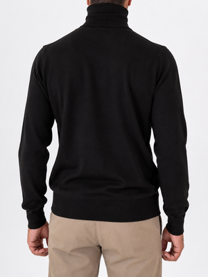 3. Paolo Pecora Milano Men's Turtleneck Sweater in Pure Extrafine Wool Slim Fit Black
