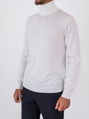 2. Pull à col roulé pour homme Paolo Pecora Milano en pure laine extrafine, coupe ajustée Crème
