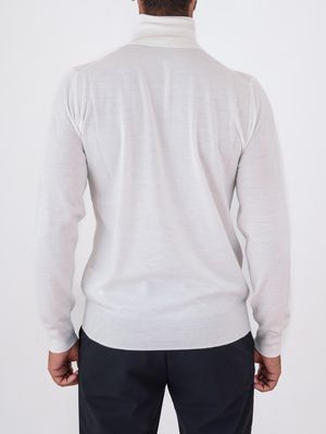 3. Pull à col roulé pour homme Paolo Pecora Milano en pure laine extrafine, coupe ajustée Crème