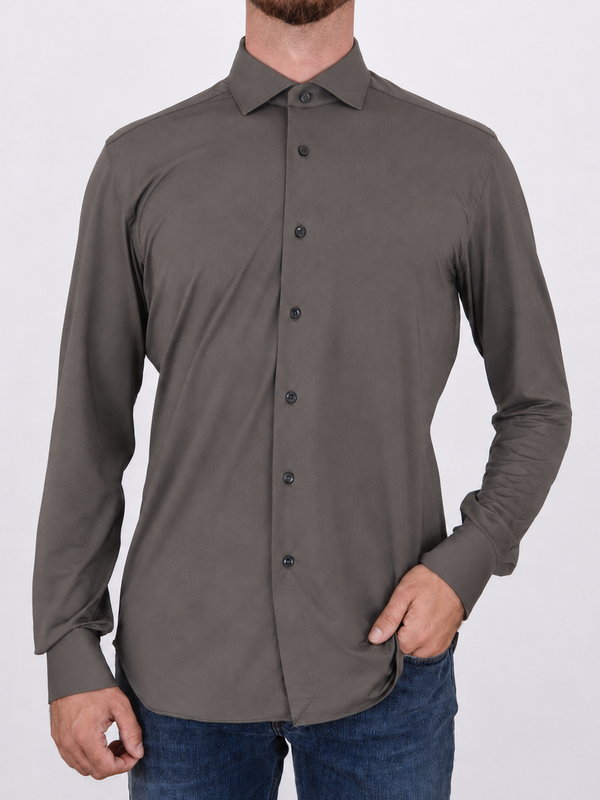 Xacus Active Men's Shirt in Evolution Fit Technical Fabric Brown Xacus